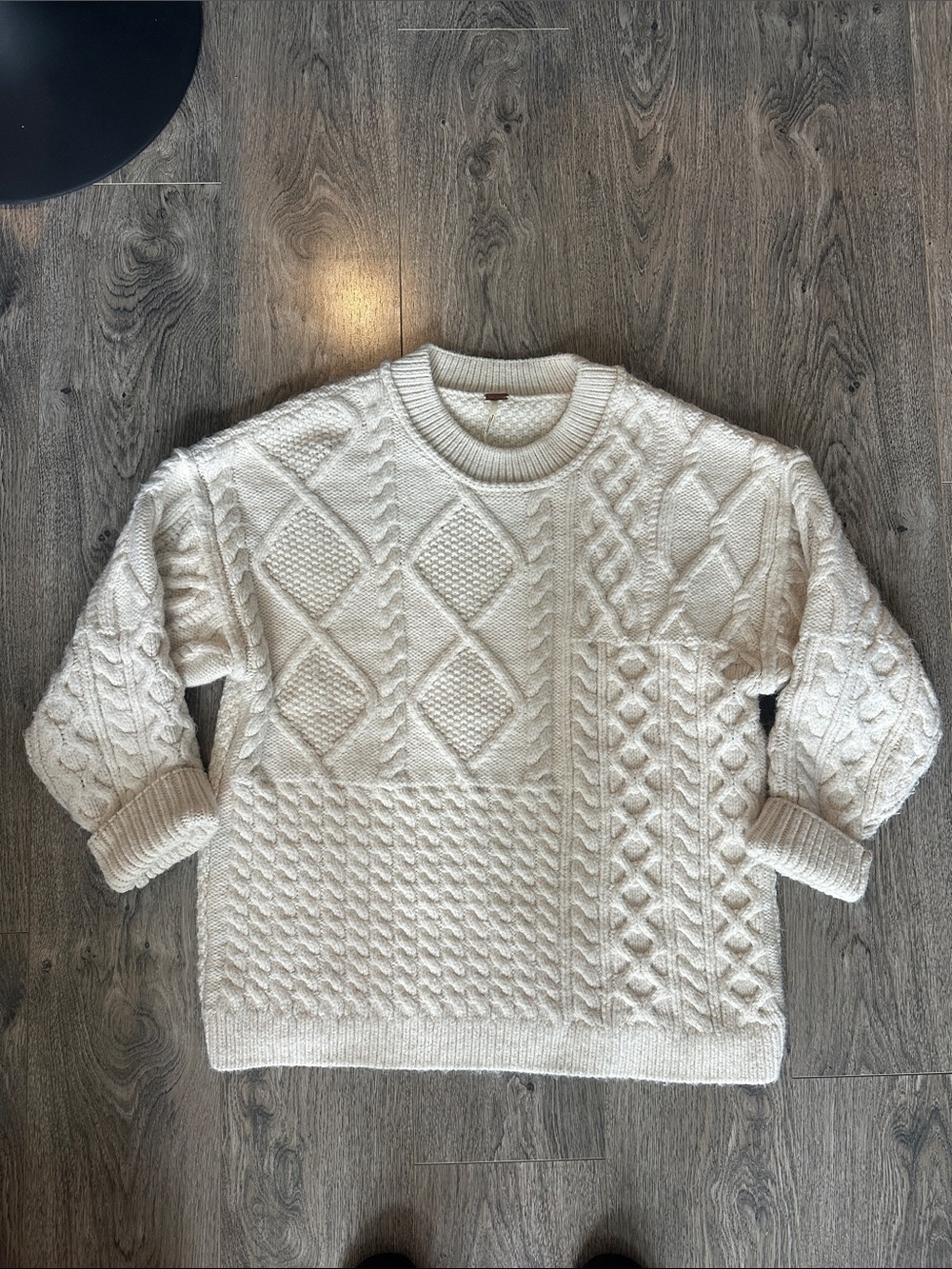 Free people oversized white knit crewneck